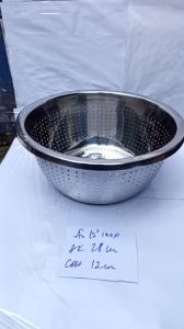 (mua 5 tặng 1) rổ âu lổ inox tròn đường kính 28cm cao 12cm