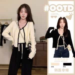 เสื้อคาร์ดิแกนถักสั้นสำหรับผู้หญิง ฤดูใบไม้ร่วง 2022 คอตั้ง แขนยาว 2 ชิ้น คอกลม ปกติ นุ่ม น้ำหนักเบา แขนยาว 2 ชิ้น