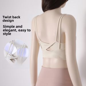 Sports Bra Womens Double Strap Yoga Vest One-Piece Shockproof Running Fitness Top Underwear Nine Barley One Brand