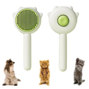 หวีสัตว์เลี้ยงมหัศจรรย์แปรงทำความสะอาดขนสัตว์เลี้ยงแปรงแต่งหน้าแมวพร้อมปุ่มปลดแปรงสำหรับแมวสำหรับการปล่อยผมยาวหรือสั้นแมวสุนัขแปรงหวีผมแบบนวดหนังศีรษะสัตว์เลี้ยงหวีสางการทำความสะอาดด้วยตนเอง