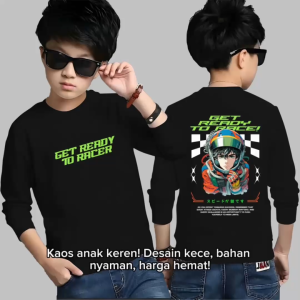 Baju Anak Laki laki Get Ready Racer Umur 4-13 Tahun / Kaos Anak Lengan Panjang / sweater anak bahan babyterry Oura BISA COD