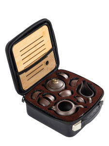 Jingdezhen Purple Clay Portable Travel Kung Fu Tea Set Six Cups Home Simple Company Opening Gift Set Chinese Style Tea Utensils