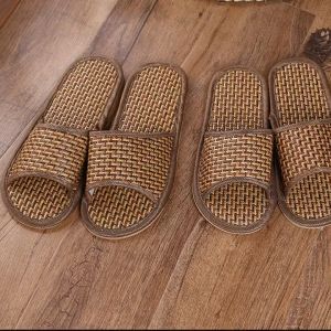 Vine Grass Woven Slippers Natural Tropical Couples Linen Slippers Home Indoor Floor Slippers