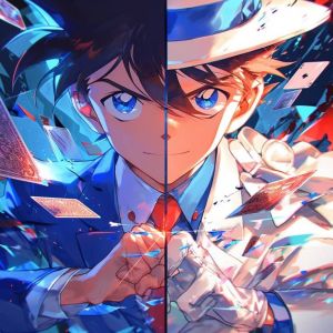Kayou | Split Portrait Anime Young Man Jigsaw Puzzle Cool Cartoon Character With Playing Cards Artwork For Home Wall Decoration & Gift