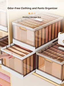 Foldable Clothes Organizing Box for Layered Storage with Pull-Out Design