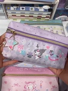 Sanrio 2 Side Double Layer Zipper Large Capacity Pencase Student Pencil case Kuromi Mymelody Cinnamaroll Japanese Style Cosmetic Bag可爱日系双面大容量学生笔盒库洛米