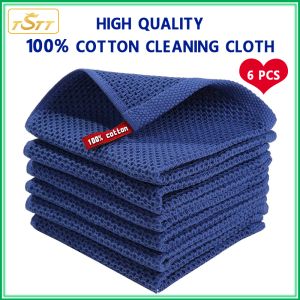 6Pcs High Quality Cleaning Cloth 100% Cotton Dishcloth Ultra Soft Absorbent Towel Household Kitchen Cleaning Tools Gadgets Wash Cloth