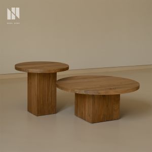 NONG HOME | Retro Style Teak Wood Round Coffee Table