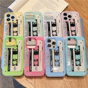 Dopamine Split-into-Two Mobile Phone Case for iPhone 16/15/14/13/12/11 pro Max Retro Style Couple Protective Soft Shell Frosted