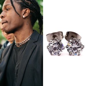 ASAP Rocky Same Style High Quality Diamond Shiny Ear Studs Hip-Hop Fashionable Brand Men and Women Simple Easiest for Match Popular Earrings