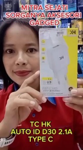 HK Charger D30 Single USB Fast Charge 2.1A Kabel USB to Type-C