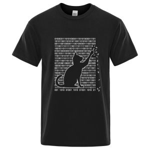 Mens High Quality T-shirt Cotton Blend Funny Cool Cat Design Print Summer Loose Short Sleeve for Men T-Shirt Male Tops Tees