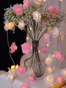 3m 20LED Artificial Rose Flower String Light Battery Powered Wedding Fairy Garland Room Decoration Ramadan Mothers Day Gifts