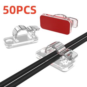 10/50PCS Cable Organizer Clips Cable Management Wire Manager Cord Holder USB Charging Data Line Bobbin Winder Wall Mounted Hook