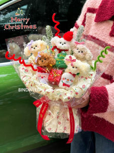 New Year Gift Cute Little Dog Flower Bouquet for Girlfriend Boyfriend Christmas Eve Present Finished Product Festive Supplies