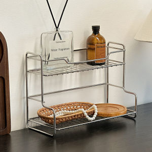 Double Layer Iron Art Storage Rack Stainless Steel 304 Kitchen Bathroom Bedroom Cosmetic Organizer No Installation Required