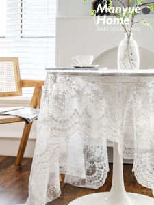 ผ้าปูโต๊ะอาหารแบบยาวลายลูกไม้ดูแพงแบบอินสตาแกรมหรูหราเบาๆสไตล์วินเทจยี่ห้อ manyujia ผ้าปูโต๊ะน้ำชาผ้าปูโต๊ะกลมสีขาวสไตล์นอร์ดิก
