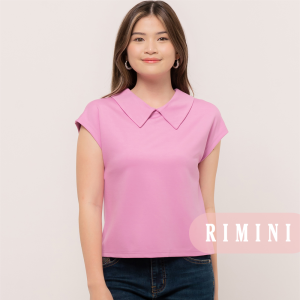 RIMINI - Atasan Cewe Blouse Non Formal Berkerah XS-XL - Navira Collar Cap Sleeve Top 525216