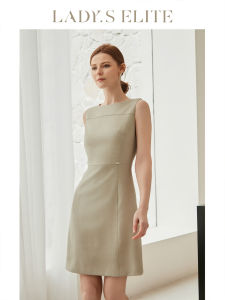 LadyS Elite | Blogger Style Gold Wool Brown Bird Eye Dress Autumn New