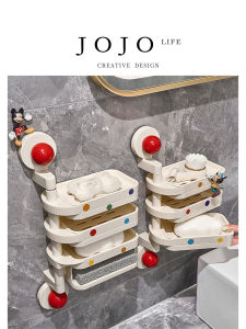 Rotating Soap Dish Wall Mounted Adhesive No Drilling Required Mr. Grocerys L. PD. Nordic Style Cartoon Design for Everyone