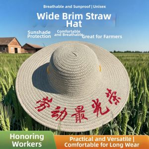 UV Protection Wide Brim Straw Hat for Outdoor Activities