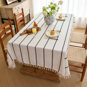 4/6/8/10-Seater Tablecloth Striped Multi-color Table Cover Square Coffee Dining Table Decor Durable Household Use