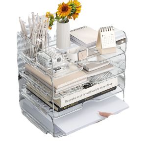 Hộp Đựng Tài Liệu Acrylic Nhiều Lớp Để Bàn Làm Việc Hộp Đựng Tài Liệu Kéo Được Đa Năng Để Lưu Trữ Tài Liệu Tại Văn Phòng
