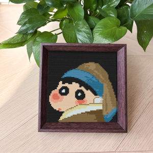 DIY Hand Embroidery Kit Pearl Nouveau Cross Stitch Modern Minimalist Style Cotton Fabric Cartoon Anime Desk Decoration Frame