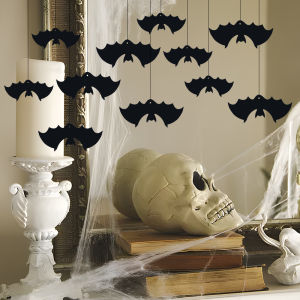 【On Sale】8Pcs แม่มดแมงมุมจี้แบนเนอร์แบบตกแต่งฮาโลวีนผีค้างคาวบรรยากาศเทศกาลจัดวางของตกแต่งงานปาร์ตี้
