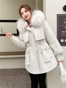 Haining Fur Jacket Women Winter New Style Rabbit Fur Inner Removable Mid-Length Hooded Coat Korean Style Long Sleeve Coat