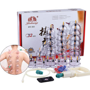 32 Pcs Professional Cupping Therapy Kit - Silicone Fireless Vacuum Cups with Pump Portable Muscle Pain Relief for Back/Neck/Sho
