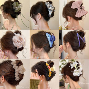 Korean Acrylic Flower Hair Clips Womens Large Size Shark Clamp Hair Accessories Elegant High-End Feeling Hair Volumizing