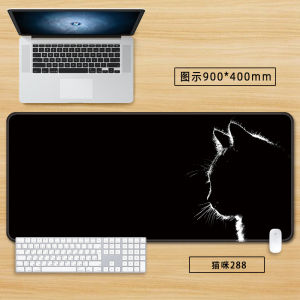 Black Simple Cat Mouse Pad Large Cute Girl Office Keyboard Pads Laptop Cartoon Non-slip Desktop Mat