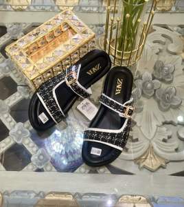 Sandal Selop Wedges Zara Premium Sandal Wedges Rajut Kode SMU10