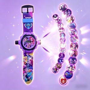 Bandai | New Anime Gilrs Lumi Mila Zoi Kpop Theme Projection Watch 24 Images Digital Electronic Wristwatch Multifunctional Toy Watch Gift