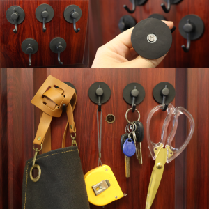 Strong Magnetic Hook Push Pin Porte-serviettes Décoratif Iron Door Hanger Kitchen Magnetics Hook Rubber Coating Protective