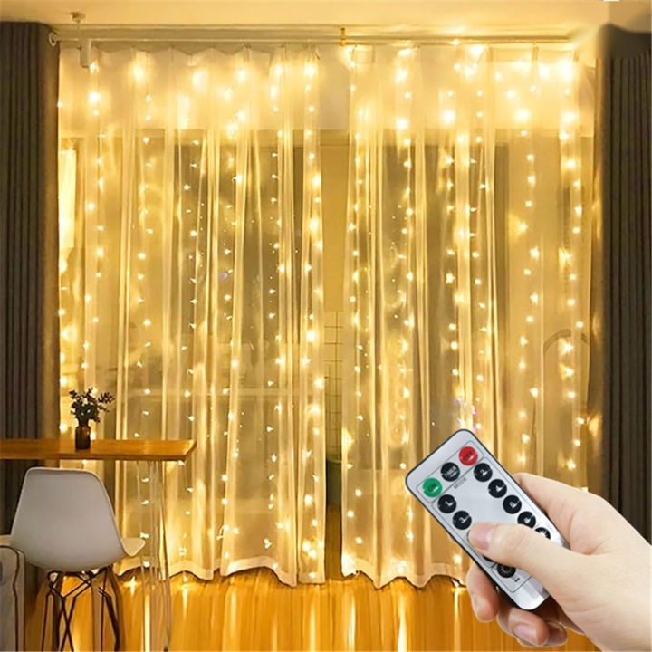 Đèn LED Trang Trí Đám Cưới, Đèn Dây Rèm Ngoài Trời 8 Chế Độ, Đèn Chuỗi ...