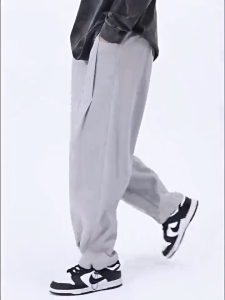 GentEssential Mens Loose Straight Casual Pants Comfortable Solid Color Trendy for Sports Daily Wear