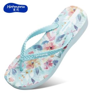 Hotmarzz womens wedge heel flip flops high heels clip on beach shoes fashionable slippers for outdoor wear summer HM7146