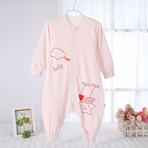 Pure Cotton Baby Sleep Bag Summer Warm Leg Split Anti-Kick Air Conditioned Room Children Spring Autumn Thin Continuous Body Sleepwear