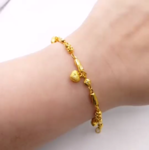 Rantai Tangan Buluh Biji Gantung 3 Love (BUDAK) Emas 916 Yon Hing