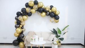 Set Balon Arch Garland Kit Chrome Emas Lateks Hitam Gold untuk Pernikahan Wisuda Perayaan Pesta Ulang Tahun Pesta Dekorasi