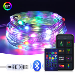 5M/10M/20M Smart Bluetooth Control RGBIC USB LED String Light Holiday Wedding Christmas Lighting Fairy Lights Garland Home Decor