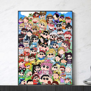 Bandai | Anime Crayon Shin-chan Family Paint by Numbers Oil Painting Modern Wall Art for Living Room Home Decor Unframed