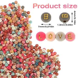 1600pcs/1box of (Pink White and Red) Golden Letter Bead Set Suitable for Jewelry Making DIY Handmade Necklaces