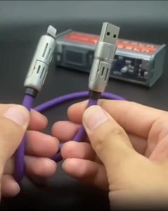 4 In 1 Multi Functional 240W Super Fast Charging Wire Liquid Silicone Aluminum Alloy Universal Type C Data Charger Cable 1M/1.5M