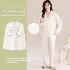 miiow | Pure Cotton Sleepwear Set For Women Casual Long Sleeve Pants Home Clothes Large Size Outdoor Wearable Summer Lightweight
