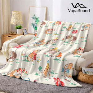 BILIBILI | Party Guinea Pig Print Flannel Blanket Warm Soft Halloween Christmas Decorative Couch Warm Cozy All-Season Gift