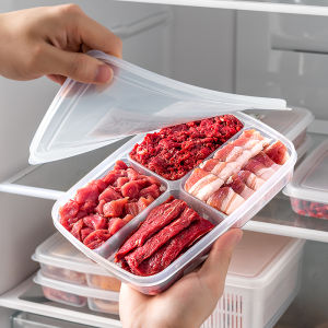 4 Grids Refrigerator Storage Box With Lid Food Grade High Temperature Resistance Airtight Seal Fruits Meat Food Fridge Organizer