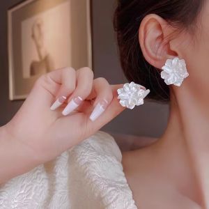 Pink Rose Flower Tassel Earrings Womens New 2024 Fashion Jewelry Story of Rose Alloy Vintage Court Style Unset Plant Floral